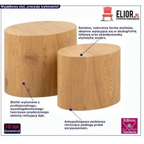 Fotografia Naturalny zestaw stolików kawowych dąb - Fino z kategorii Salon