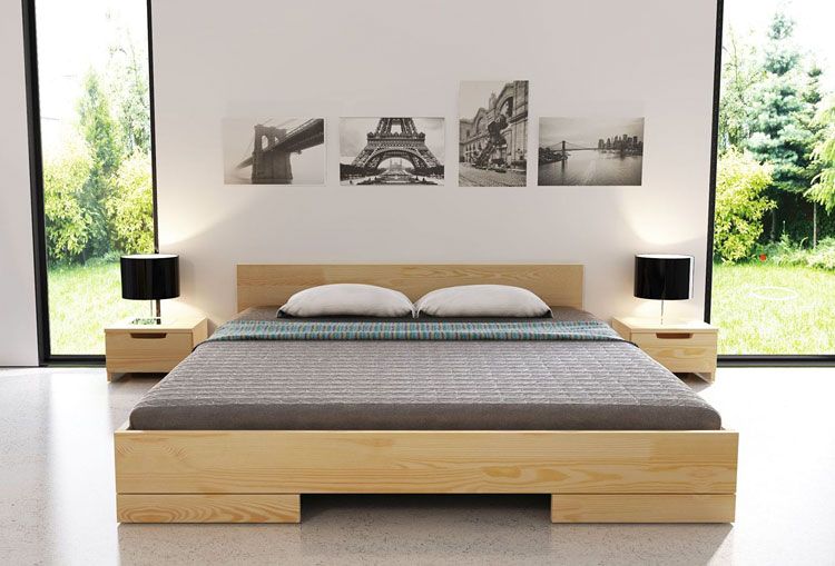 Łóżko drewniane w stylu skandynawskim Laurell 2S
