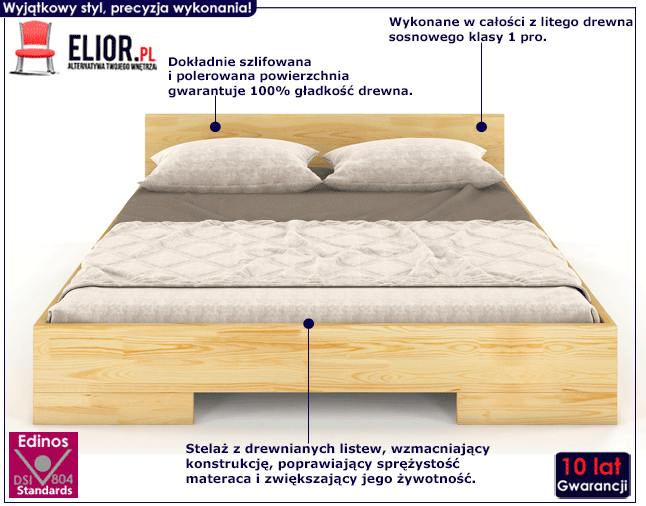 Drewniane łóżko skandynawskie Laurell 2S