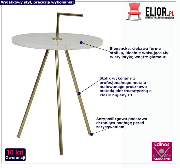 Glamour stolik Erato - złoty