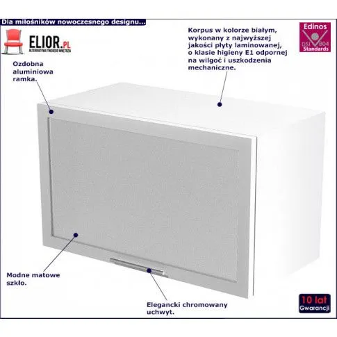 Fotografia Kuchenna szafka górna okapowa z witryną Vokres 30X - biała z kategorii Szafki kuchenne