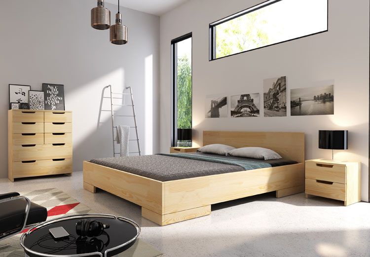 Drewniane łóżko w stylu skandynawskim Laurell 5S