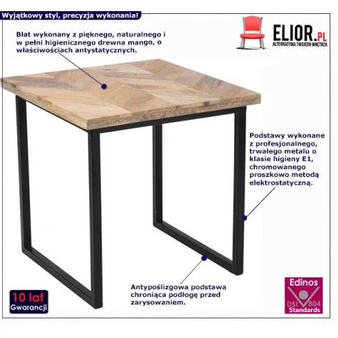 Fotografia Loftowy stolik kawowy Selta - mango z kategorii Stoliki kawowe