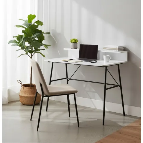 Zdjęcie drewniane biurko Rodus białe z szufladą | Edinos.pl