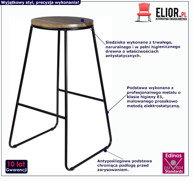 Loftowy hoker Rex - czarny