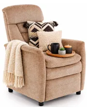Beżowy rozkładany fotel wypoczynkowy - Rasini w sklepie Edinos.pl