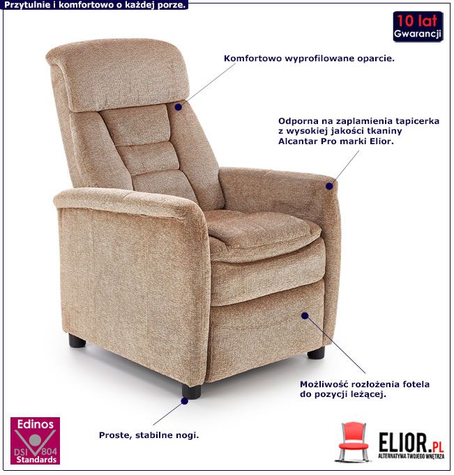 Produkt Beżowy rozkładany fotel wypoczynkowy - Igaris