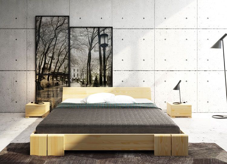 Łóżko w stylu skandynawskim z drewna Verlos 2X