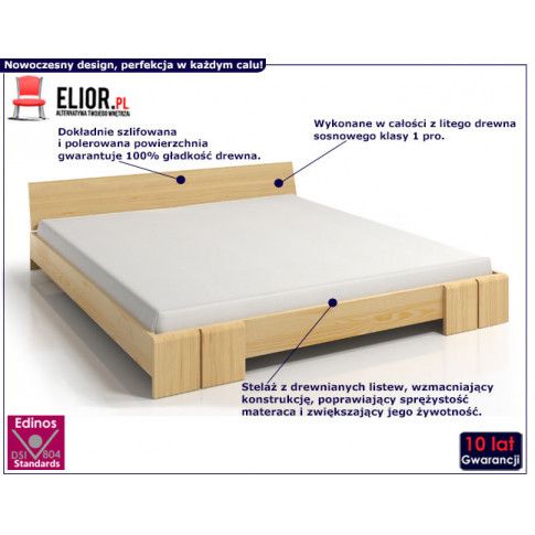Fotografia Skandynawskie łóżko drewniane Verlos 2X - 6 rozmiarów z kategorii Łóżka drewniane