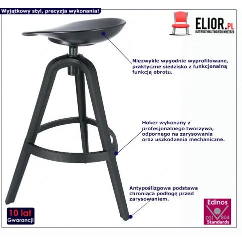 Fotografia Obrotowy hoker Werris - czarny z kategorii Stołki barowe