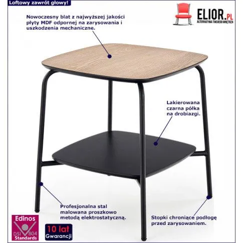 Fotografia Loftowa kwadratowa ława z półką Imo 6X z kategorii Salon