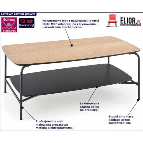 Fotografia Loftowa prostokątna ława z półką Imo 5X z kategorii Salon