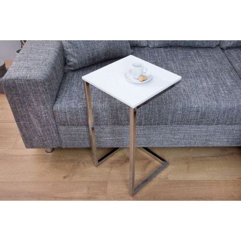 Szczegółowe zdjęcie nr 4 produktu Industrialny stolik pod laptopa w stylu loft Platten - biały