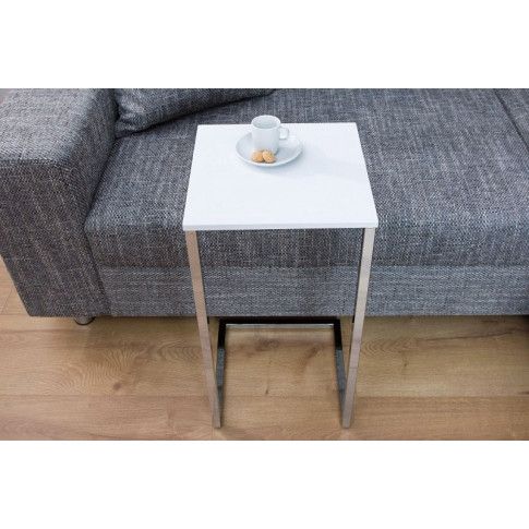 Szczegółowe zdjęcie nr 5 produktu Industrialny stolik pod laptopa w stylu loft Platten - biały