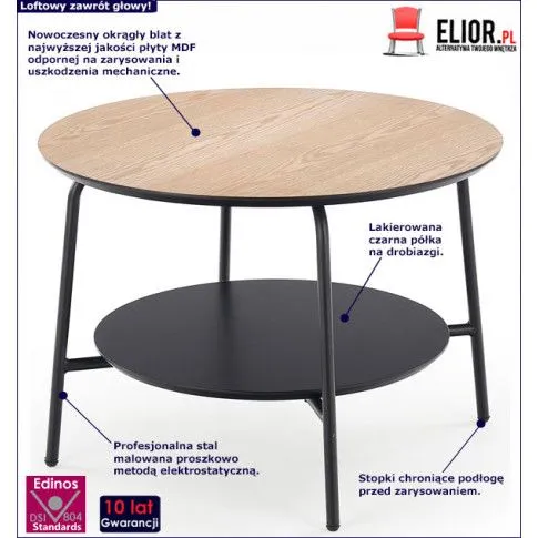 Fotografia Loftowa okrągła ława z półką Imo 4X z kategorii Salon