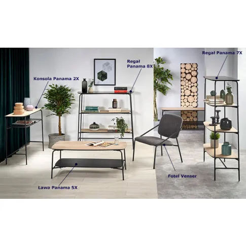 Szczegółowe zdjęcie nr 4 produktu Loftowa okrągła ława z półką Imo 4X