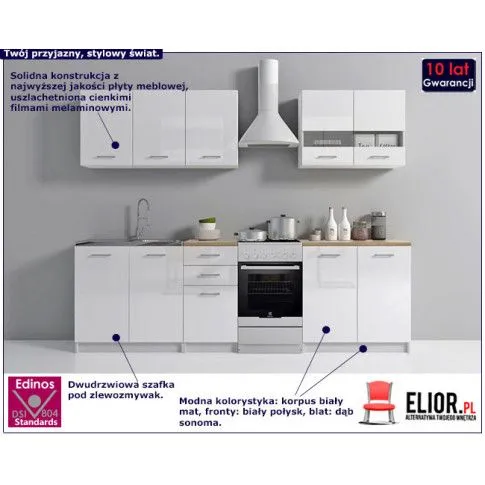 Fotografia Zestaw kuchennych mebli Igaris - biały połysk z kategorii Zestawy mebli