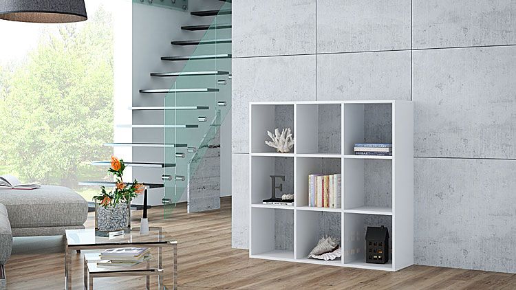 Biały regał kwadrat do salonu, biura Cesaro 7X