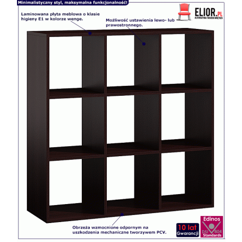 Fotografia Kwadratowy regał komorowy Cesaro 7X - wenge z kategorii Regały