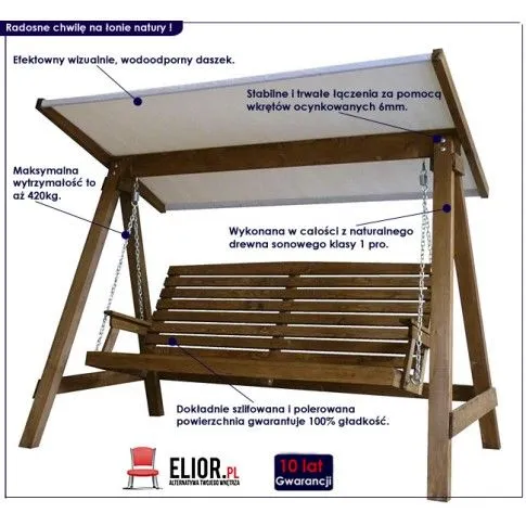 Fotografia Herlox ogrodowa 3-osobowa brązowa - 2 kolory z kategorii Meble ogrodowe