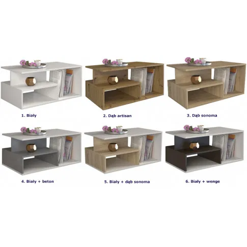 Zdjęcie industrialny stolik kawowy Cliper biały/beton | Edinos.pl