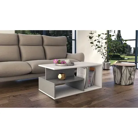 Szczegółowe zdjęcie nr 4 produktu Loftowy stolik kawowy Cliper - biały+beton