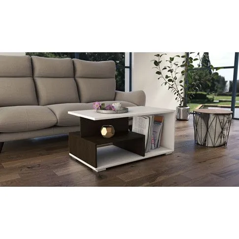 Zdjęcie minimalistyczna ława Cliper biały/wenge | Edinos.pl