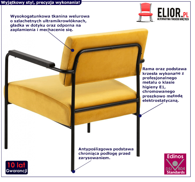 Retro fotel Zaak - żółty