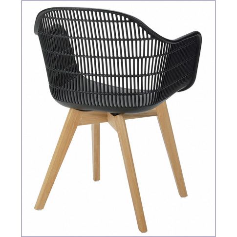 Szczegółowe zdjęcie nr 4 produktu Krzesło ażurowe patyczak z oparciem Cesta - czerń i jesion