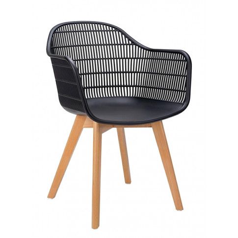 Zdjęcie produktu Krzesło ażurowe patyczak z oparciem Cesta - czerń i jesion.