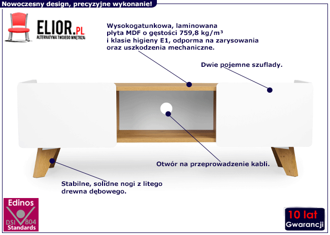 Szafka pod telewizor skandynawska Uhress 2X