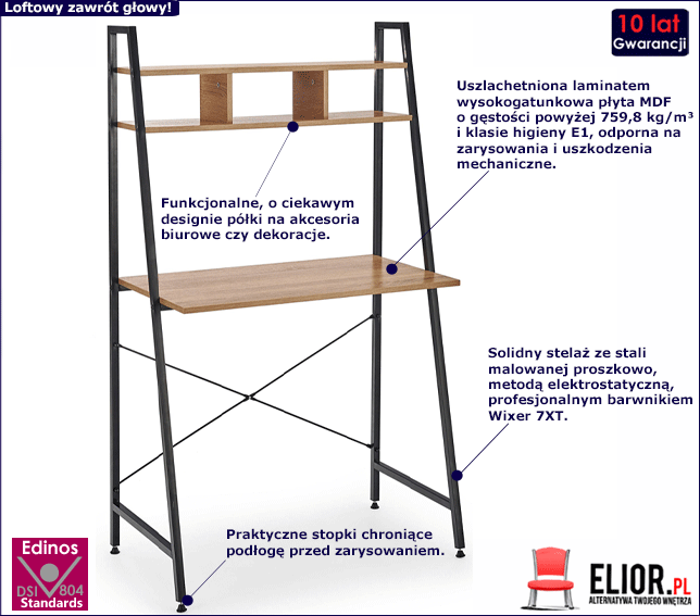 Loftowe biurko Lusso 3X.