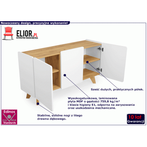 Fotografia Skandynawska komoda na nóżkach z półkami Uhress 3X z kategorii Salon