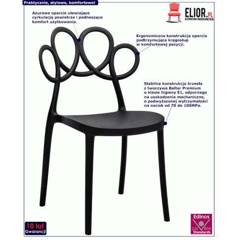 Fotografia Ażurowe krzesło kuchenne Doreno - czarne z kategorii Kuchnia i jadalnia