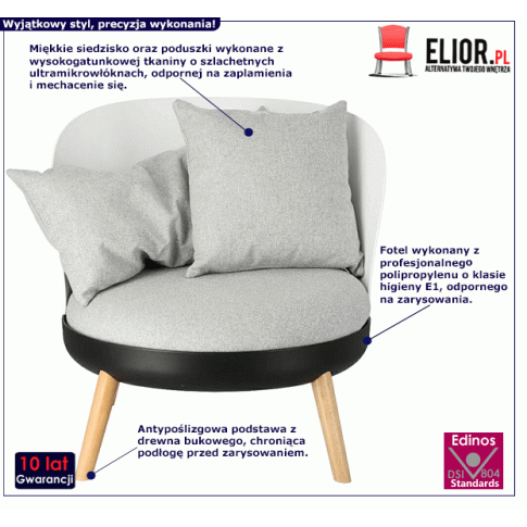Fotografia Skandynawski fotel Bacoli - szary z kategorii Fotele wypoczynkowe