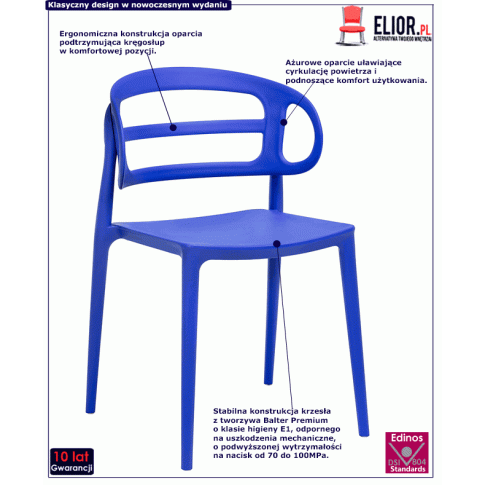 Fotografia Ażurowe krzesło do jadalni Sumba - ciemnoniebieskie z kategorii Kuchnia i jadalnia