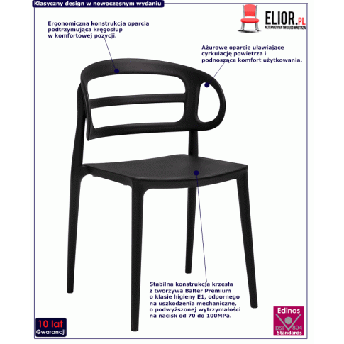 Fotografia Nowoczesne krzesło do jadalni Sumba - czarne z kategorii Kuchnia i jadalnia