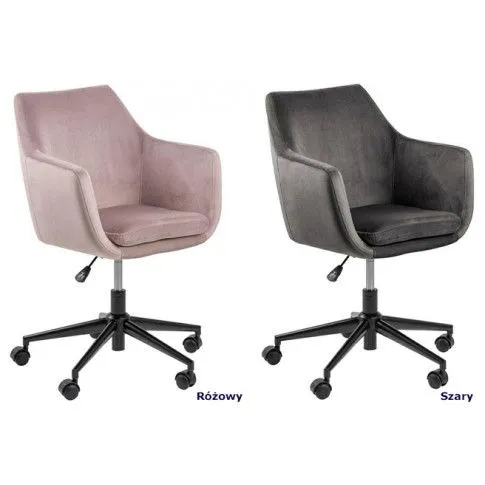 Szczegółowe zdjęcie nr 4 produktu Szary welurowy nowoczesny fotel biurowy - Esteo