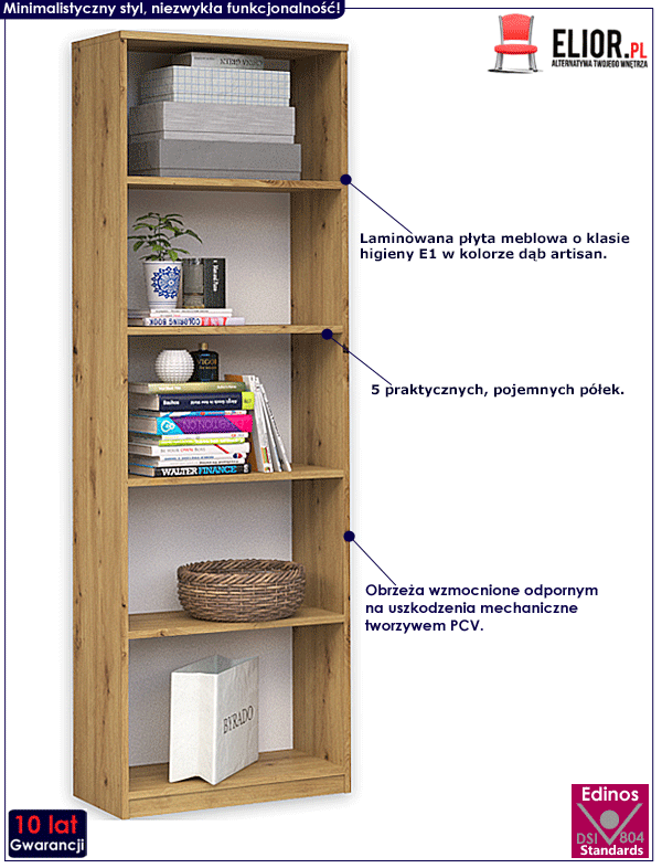 Industrialny regał słupek dąb artisan Aurelo 2X
