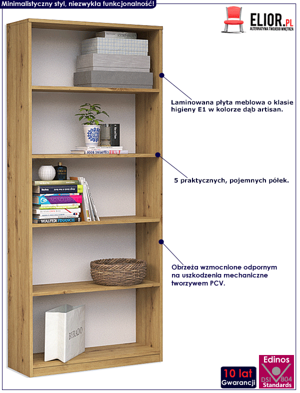 Industrialny regał z półkami dąb artisan Nidan 3X