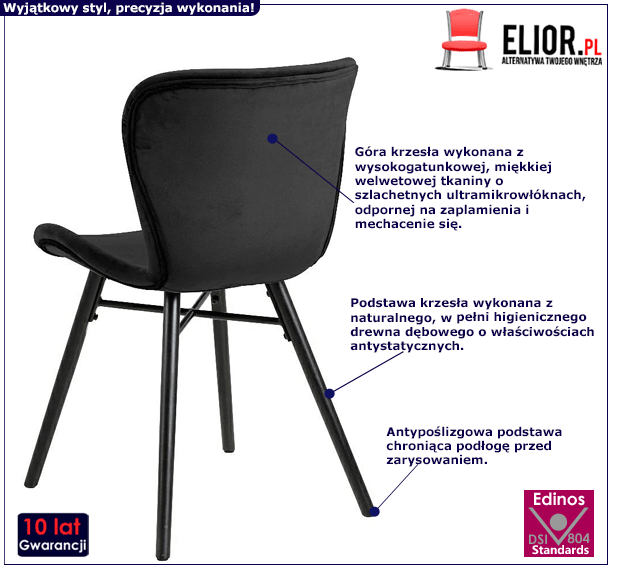 Eleganckie krzesło Esso - czarne