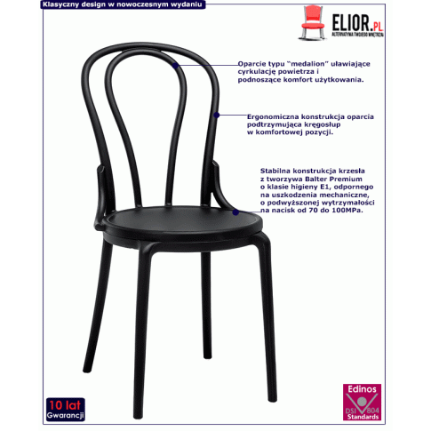 Fotografia Kuchenne krzesło ażurowe Luminos - czarne z kategorii Kuchnia i jadalnia