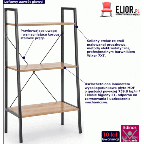 Fotografia Loftowy regał Revers 7X - dąb sonoma z kategorii Regały, szafy, komody