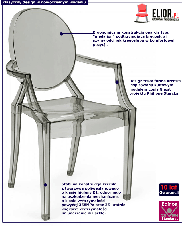 Transparentne krzesło Esper