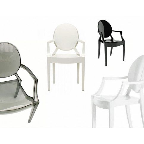 Szczegółowe zdjęcie nr 6 produktu Krzesło w stylu louis ghost Esper - dymiony