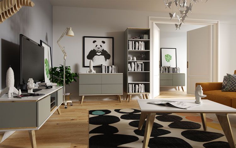 Minimalistyczna komoda z szufladami i pólkami Ivon 2X