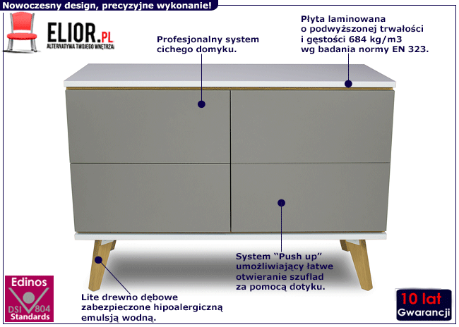 Skandynawska komoda z czterema szufladami Ivon 3X