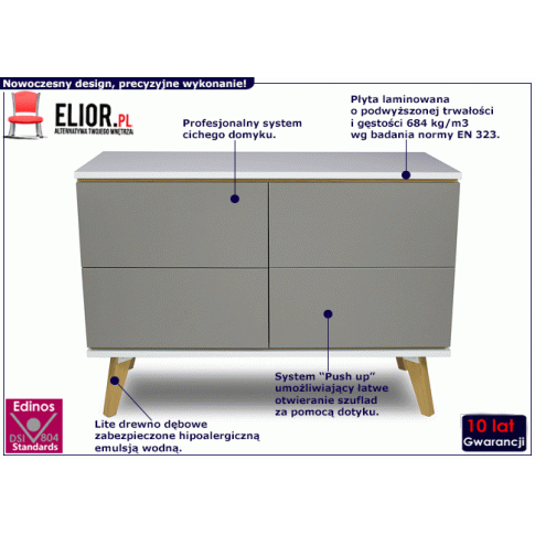 Fotografia Szara komoda z szufladami Ivon 3X - Szary z kategorii Komody