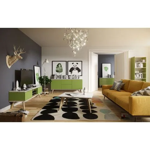 Szczegółowe zdjęcie nr 4 produktu Komoda na nóżkach z szufladami Ivon 3X - Zielony