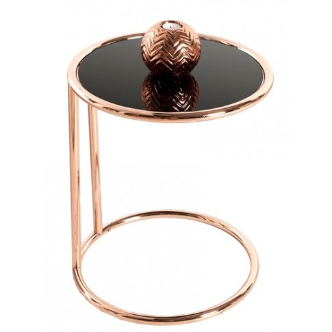 Zdjęcie produktu Okrągły stolik szklany Deco - czarny + miedź.